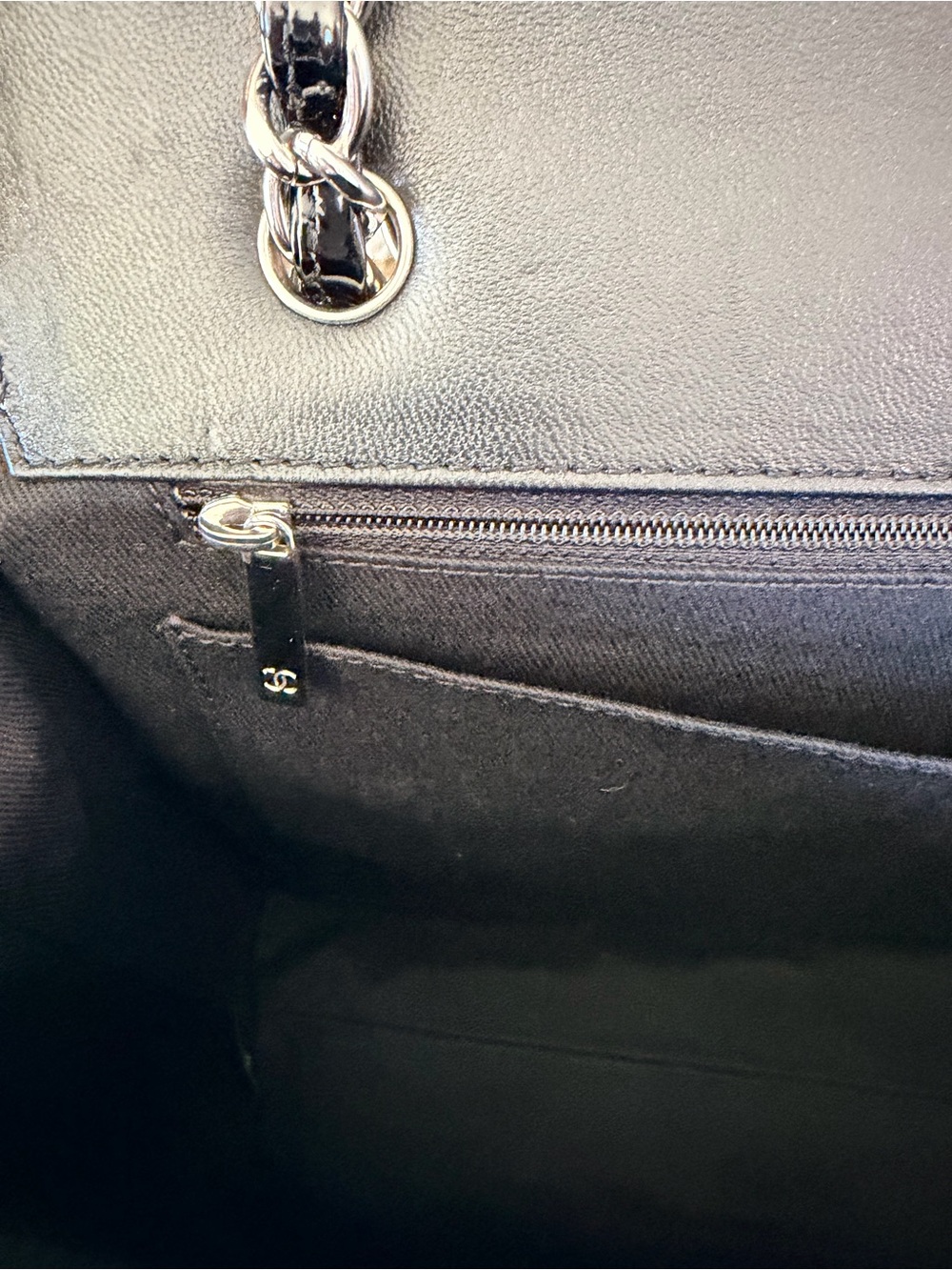 Chanel In the Business Flap Shoulder Bag | Black Patent Leather w/black card - Picture 8 of 8